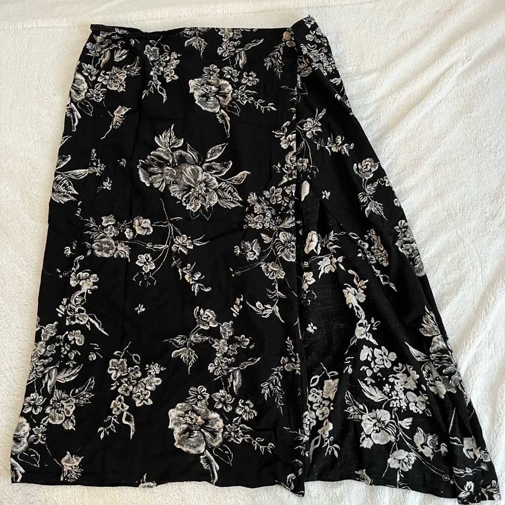 Floral Black Maxi Skirt